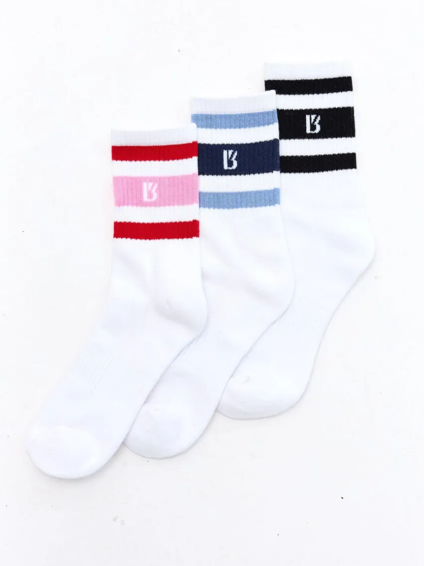 3 Pack Half Crew Stripe Sock