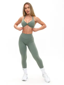 Poshknit Twist Halter Sports Bra
