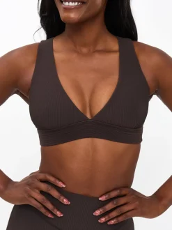 Ribbed Deep V Sports Bra