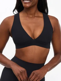 Ribbed Deep V Sports Bra