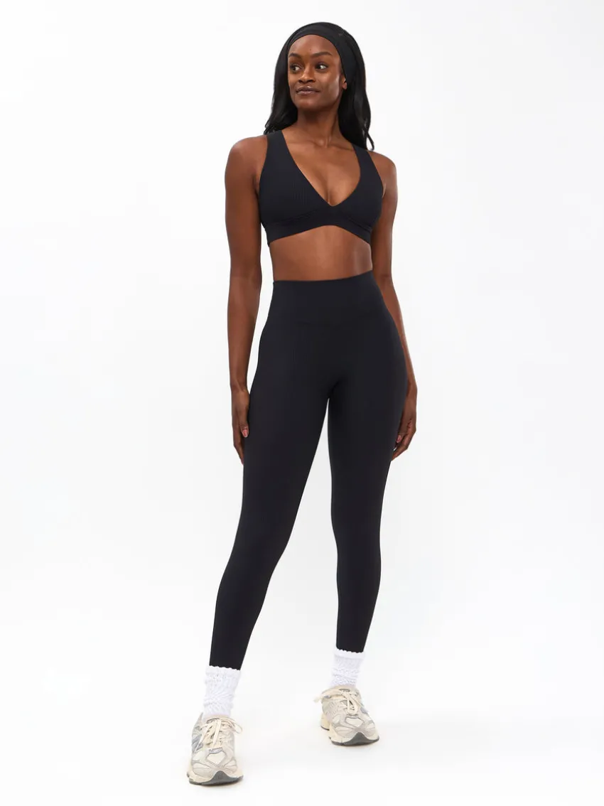 Ribbed Deep V Sports Bra