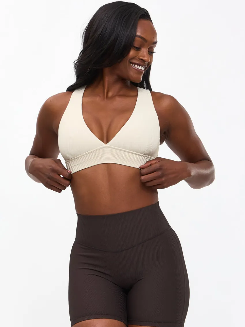 Ribbed Deep V Sports Bra