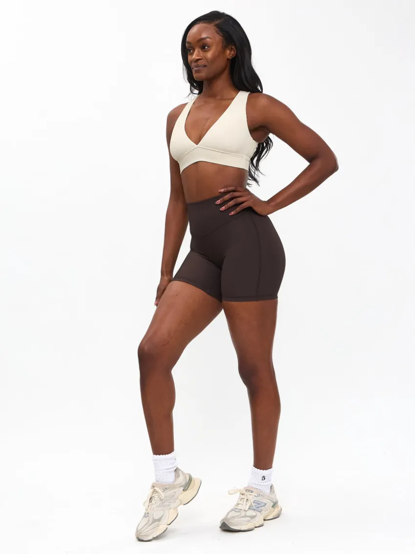 Ribbed Deep V Sports Bra