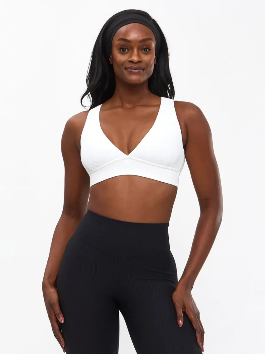 Ribbed Deep V Sports Bra