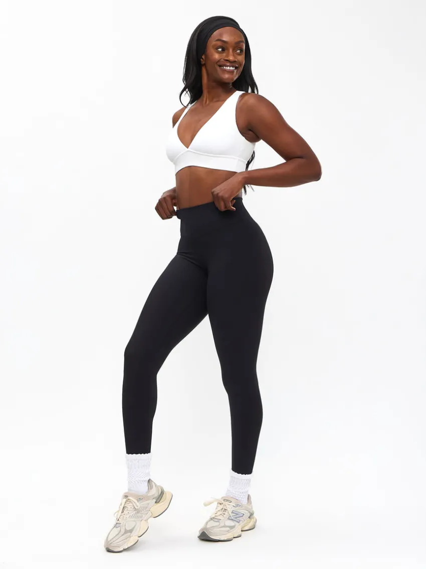 Ribbed Deep V Sports Bra